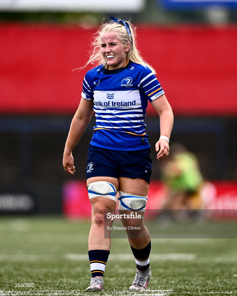 8 August 2026; Roisín Kinch of Leinster during the Vodafone Womens Interprovincial Championship Round 1 match between Munster and Leinster at Virgin Media Park in Cork. Photo by Shauna Clinton/Sportsfile