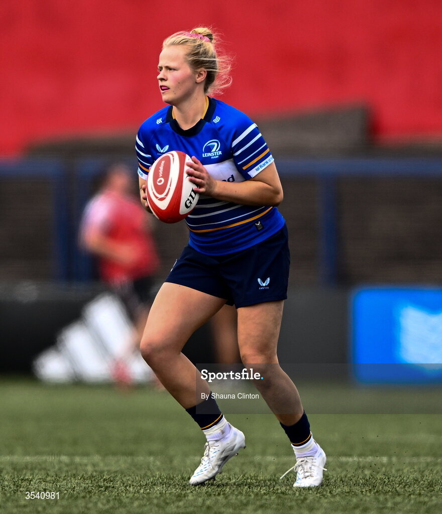 8 August 2026; Dannah O'Brien of Leinster during the Vodafone Womens Interprovincial Championship Round 1 match between Munster and Leinster at Virgin Media Park in Cork. Photo by Shauna Clinton/Sportsfile