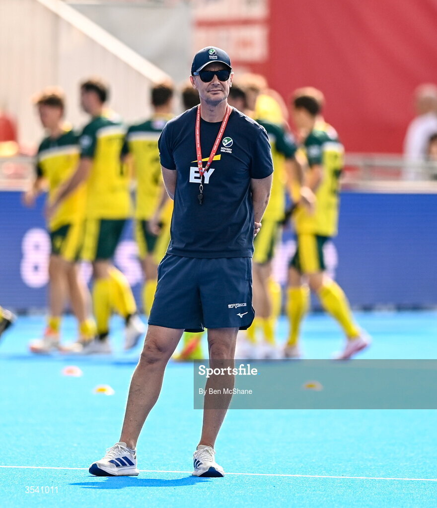 16 August 2026; Ireland assistant coach Neville Rothman before the FIH Men's Hockey World Cup 2026 Pool C match between Ireland and Australia at the Belfius Hockey Arena in Wavre, Belgium. Photo by Ben McShane/Sportsfile