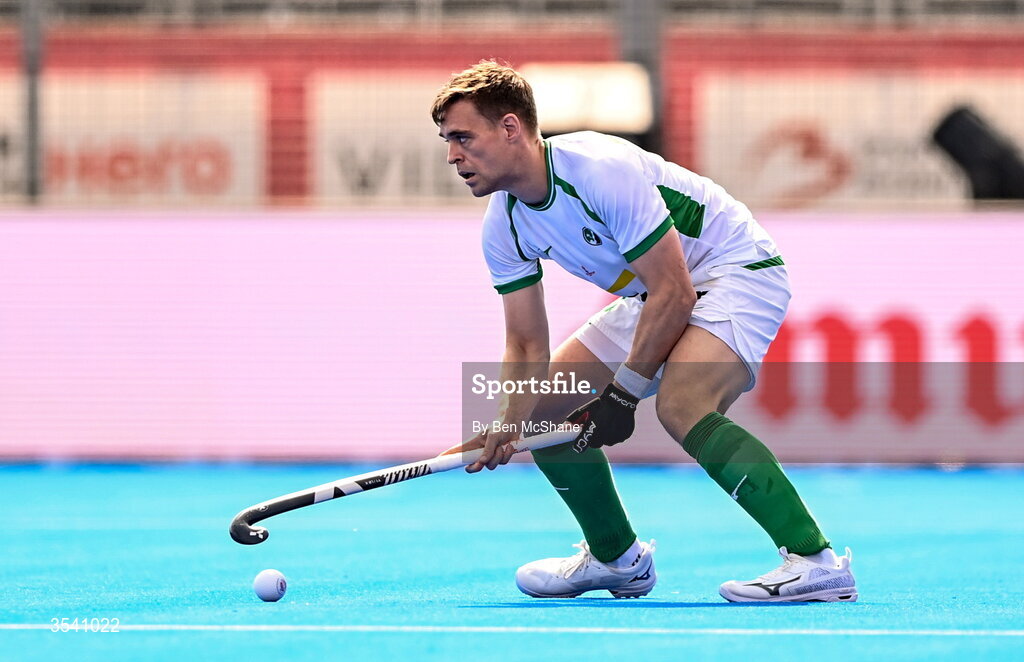 16 August 2026; Lee Cole of Ireland during the FIH Men's Hockey World Cup 2026 Pool C match between Ireland and Australia at the Belfius Hockey Arena in Wavre, Belgium. Photo by Ben McShane/Sportsfile