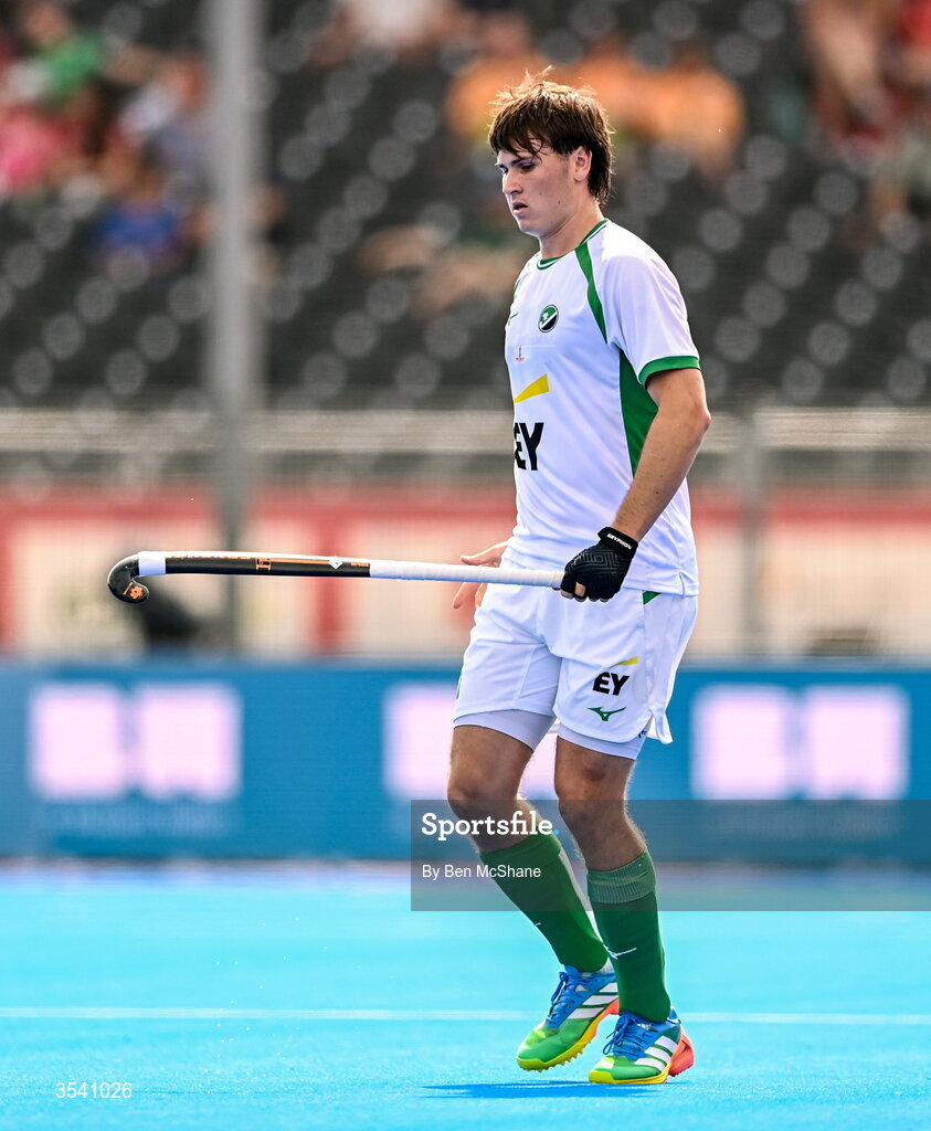 16 August 2026; Gregory Williams of Ireland during the FIH Men's Hockey World Cup 2026 Pool C match between Ireland and Australia at the Belfius Hockey Arena in Wavre, Belgium. Photo by Ben McShane/Sportsfile