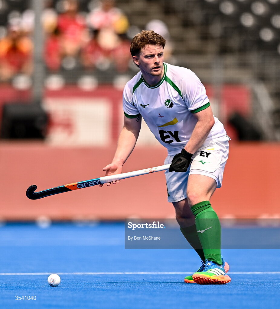 16 August 2026; Peter McKibbin of Ireland during the FIH Men's Hockey World Cup 2026 Pool C match between Ireland and Australia at the Belfius Hockey Arena in Wavre, Belgium. Photo by Ben McShane/Sportsfile