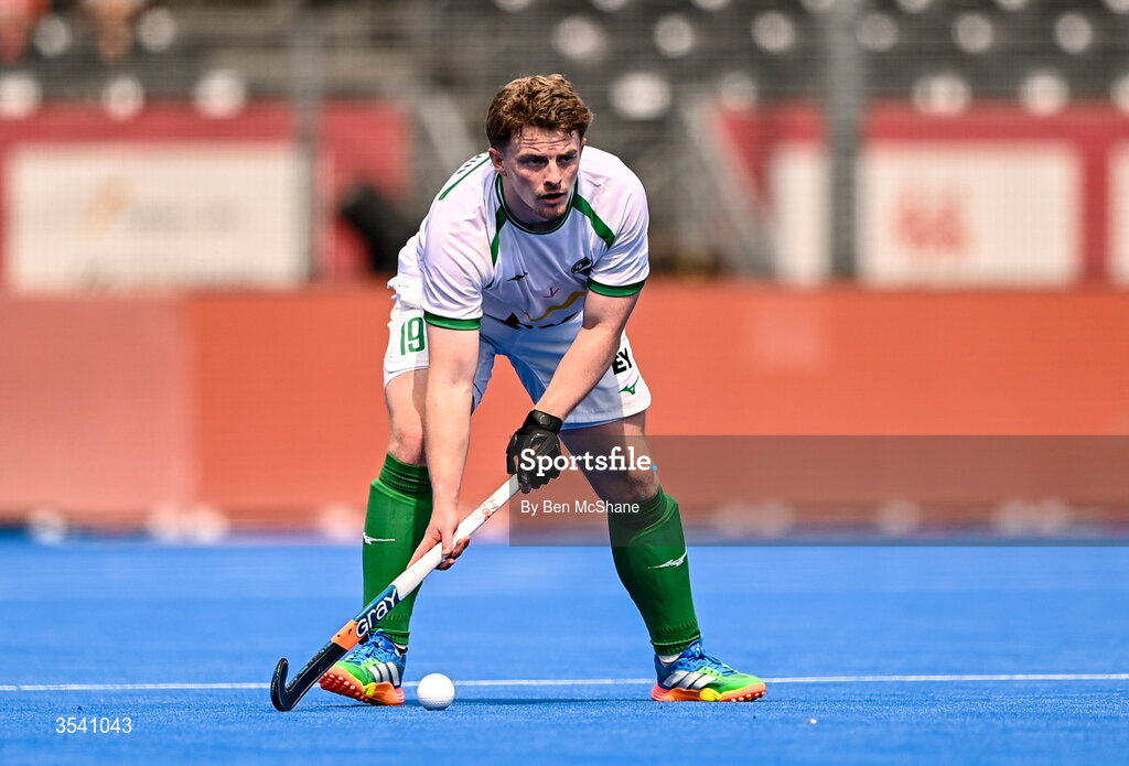 16 August 2026; Peter McKibbin of Ireland during the FIH Men's Hockey World Cup 2026 Pool C match between Ireland and Australia at the Belfius Hockey Arena in Wavre, Belgium. Photo by Ben McShane/Sportsfile