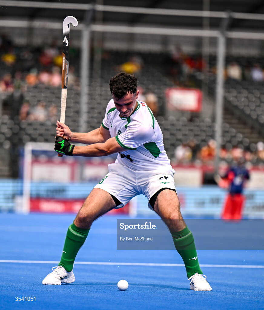 16 August 2026; Mark McNellis of Ireland during the FIH Men's Hockey World Cup 2026 Pool C match between Ireland and Australia at the Belfius Hockey Arena in Wavre, Belgium. Photo by Ben McShane/Sportsfile
