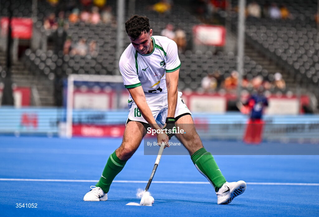 16 August 2026; Mark McNellis of Ireland during the FIH Men's Hockey World Cup 2026 Pool C match between Ireland and Australia at the Belfius Hockey Arena in Wavre, Belgium. Photo by Ben McShane/Sportsfile