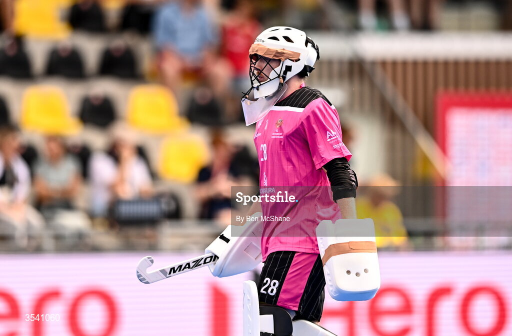 16 August 2026; Australia goalkeeper Ashleigh Thomas during the FIH Men's Hockey World Cup 2026 Pool C match between Ireland and Australia at the Belfius Hockey Arena in Wavre, Belgium. Photo by Ben McShane/Sportsfile