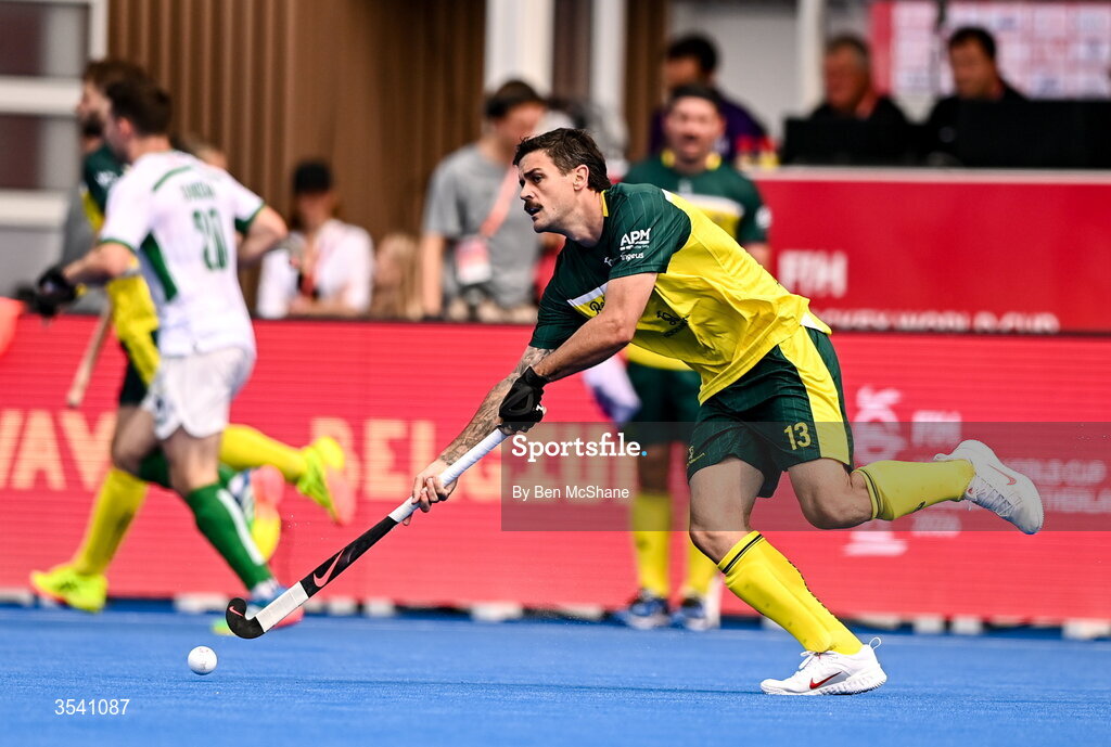 16 August 2026; Blake Govers of Australia during the FIH Men's Hockey World Cup 2026 Pool C match between Ireland and Australia at the Belfius Hockey Arena in Wavre, Belgium. Photo by Ben McShane/Sportsfile