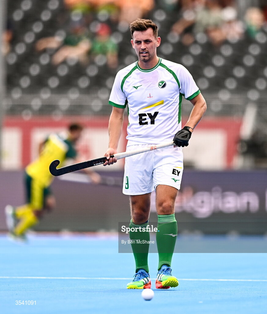 16 August 2026; Matthew Nelson of Ireland during the FIH Men's Hockey World Cup 2026 Pool C match between Ireland and Australia at the Belfius Hockey Arena in Wavre, Belgium. Photo by Ben McShane/Sportsfile