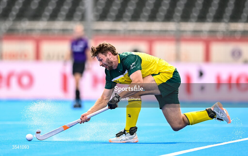 16 August 2026; Hayden Beltz of Australia during the FIH Men's Hockey World Cup 2026 Pool C match between Ireland and Australia at the Belfius Hockey Arena in Wavre, Belgium. Photo by Ben McShane/Sportsfile
