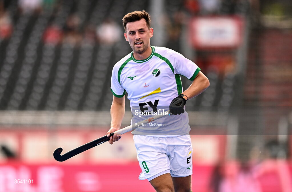 16 August 2026; Matthew Nelson of Ireland during the FIH Men's Hockey World Cup 2026 Pool C match between Ireland and Australia at the Belfius Hockey Arena in Wavre, Belgium. Photo by Ben McShane/Sportsfile