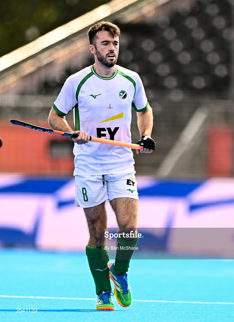 16 August 2026; John McKee of Ireland during the FIH Men's Hockey World Cup 2026 Pool C match between Ireland and Australia at the Belfius Hockey Arena in Wavre, Belgium. Photo by Ben McShane/Sportsfile
