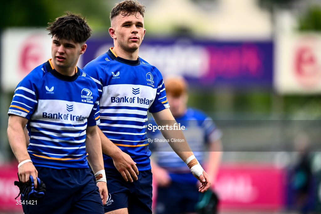 16 August 2026; Leinster players after their side's victory in the U18 Clubs PwC Interprovincial Championship match between Leinster and Ulster at Energia Park in Dublin. Photo by Shauna Clinton/Sportsfile