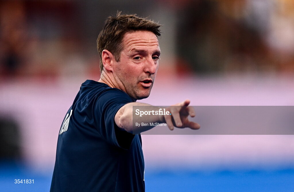 16 August 2026; Ireland head coach Gareth Grundie before the FIH Women's Hockey World Cup 2026 Pool C match between Ireland and Spain at the Belfius Hockey Arena in Wavre, Belgium. Photo by Ben McShane/Sportsfile