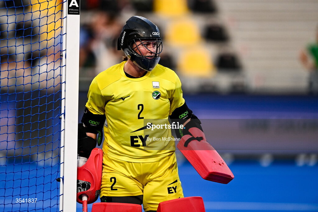16 August 2026; Ireland goalkeeper Elizabeth Murphy before the FIH Women's Hockey World Cup 2026 Pool C match between Ireland and Spain at the Belfius Hockey Arena in Wavre, Belgium. Photo by Ben McShane/Sportsfile