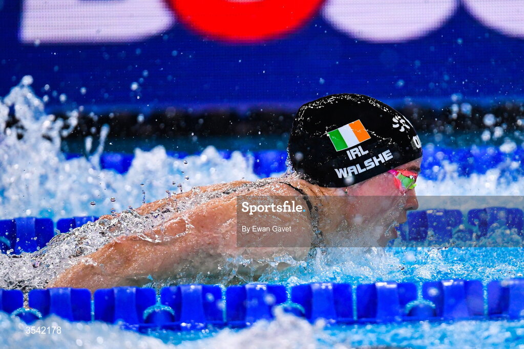 16 August 2026; Ellen Walshe of Ireland competing in the Women’s Final 200m Butterly during day six of the 2026 European Aquatics Championships in Paris, France. Photo by Ewan Gavet/Sportsfile