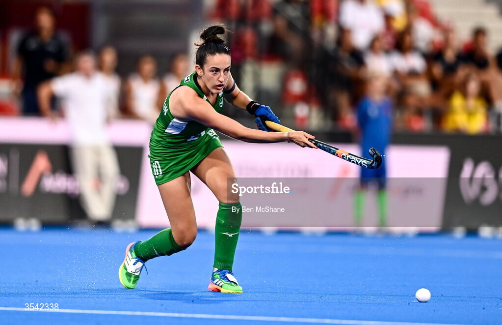 16 August 2026; Hannah McLoughlin of Ireland during the FIH Women's Hockey World Cup 2026 Pool C match between Ireland and Spain at the Belfius Hockey Arena in Wavre, Belgium. Photo by Ben McShane/Sportsfile