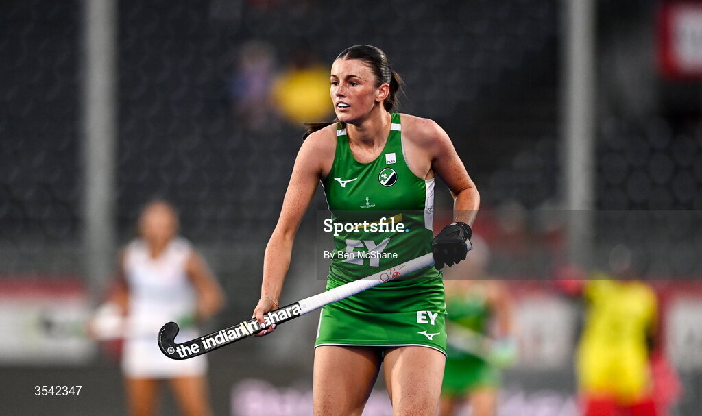 16 August 2026; Emily Kealy of Ireland during the FIH Women's Hockey World Cup 2026 Pool C match between Ireland and Spain at the Belfius Hockey Arena in Wavre, Belgium. Photo by Ben McShane/Sportsfile