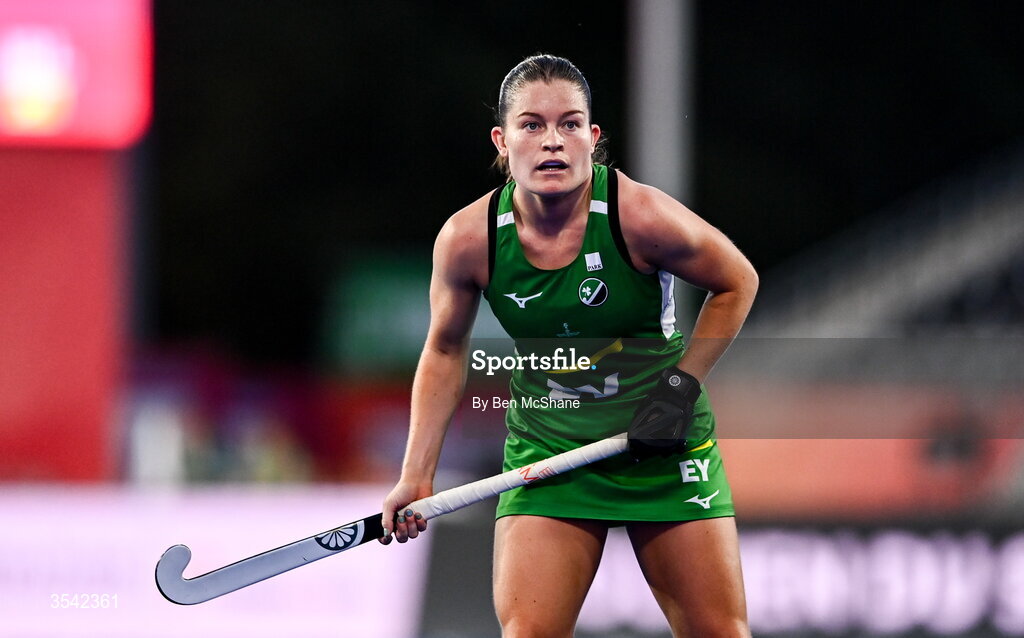 16 August 2026; Sara Torrans of Ireland during the FIH Women's Hockey World Cup 2026 Pool C match between Ireland and Spain at the Belfius Hockey Arena in Wavre, Belgium. Photo by Ben McShane/Sportsfile