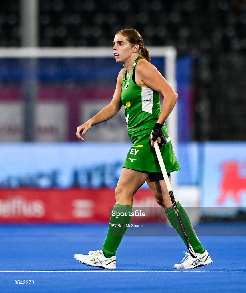 16 August 2026; Kathryn Mullan of Ireland during the FIH Women's Hockey World Cup 2026 Pool C match between Ireland and Spain at the Belfius Hockey Arena in Wavre, Belgium. Photo by Ben McShane/Sportsfile