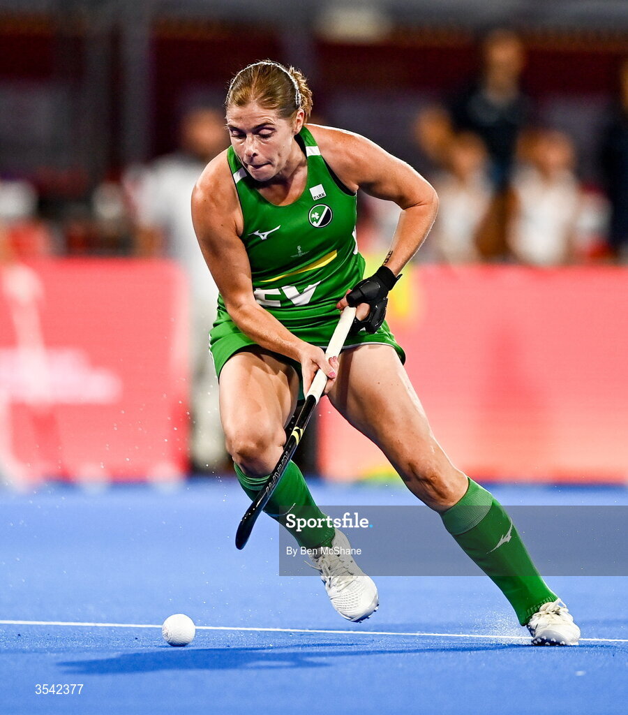 16 August 2026; Kathryn Mullan of Ireland during the FIH Women's Hockey World Cup 2026 Pool C match between Ireland and Spain at the Belfius Hockey Arena in Wavre, Belgium. Photo by Ben McShane/Sportsfile