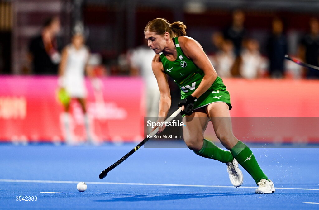 16 August 2026; Kathryn Mullan of Ireland during the FIH Women's Hockey World Cup 2026 Pool C match between Ireland and Spain at the Belfius Hockey Arena in Wavre, Belgium. Photo by Ben McShane/Sportsfile