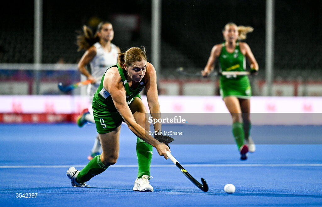 16 August 2026; Kathryn Mullan of Ireland during the FIH Women's Hockey World Cup 2026 Pool C match between Ireland and Spain at the Belfius Hockey Arena in Wavre, Belgium. Photo by Ben McShane/Sportsfile