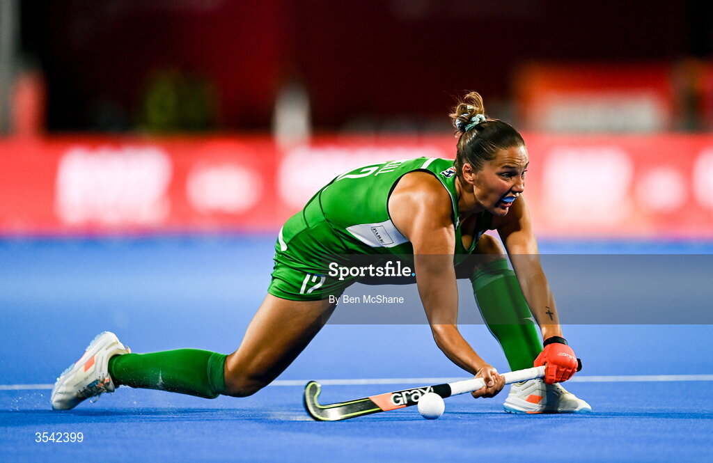 16 August 2026; Elena Tice of Ireland during the FIH Women's Hockey World Cup 2026 Pool C match between Ireland and Spain at the Belfius Hockey Arena in Wavre, Belgium. Photo by Ben McShane/Sportsfile