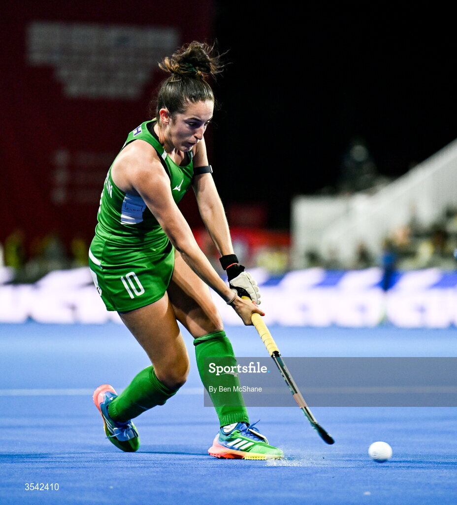 16 August 2026; Hannah McLoughlin of Ireland during the FIH Women's Hockey World Cup 2026 Pool C match between Ireland and Spain at the Belfius Hockey Arena in Wavre, Belgium. Photo by Ben McShane/Sportsfile