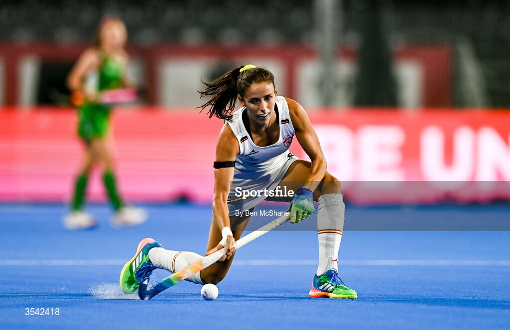 16 August 2026; Paula Jimenez of Spain during the FIH Women's Hockey World Cup 2026 Pool C match between Ireland and Spain at the Belfius Hockey Arena in Wavre, Belgium. Photo by Ben McShane/Sportsfile