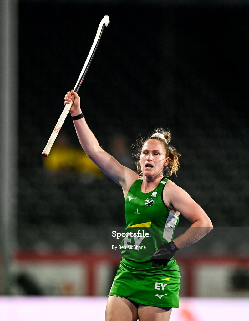 16 August 2026; Aisling Utri of Ireland during the FIH Women's Hockey World Cup 2026 Pool C match between Ireland and Spain at the Belfius Hockey Arena in Wavre, Belgium. Photo by Ben McShane/Sportsfile