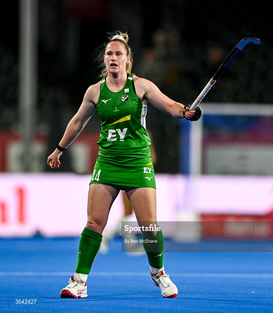 16 August 2026; Aisling Utri of Ireland during the FIH Women's Hockey World Cup 2026 Pool C match between Ireland and Spain at the Belfius Hockey Arena in Wavre, Belgium. Photo by Ben McShane/Sportsfile