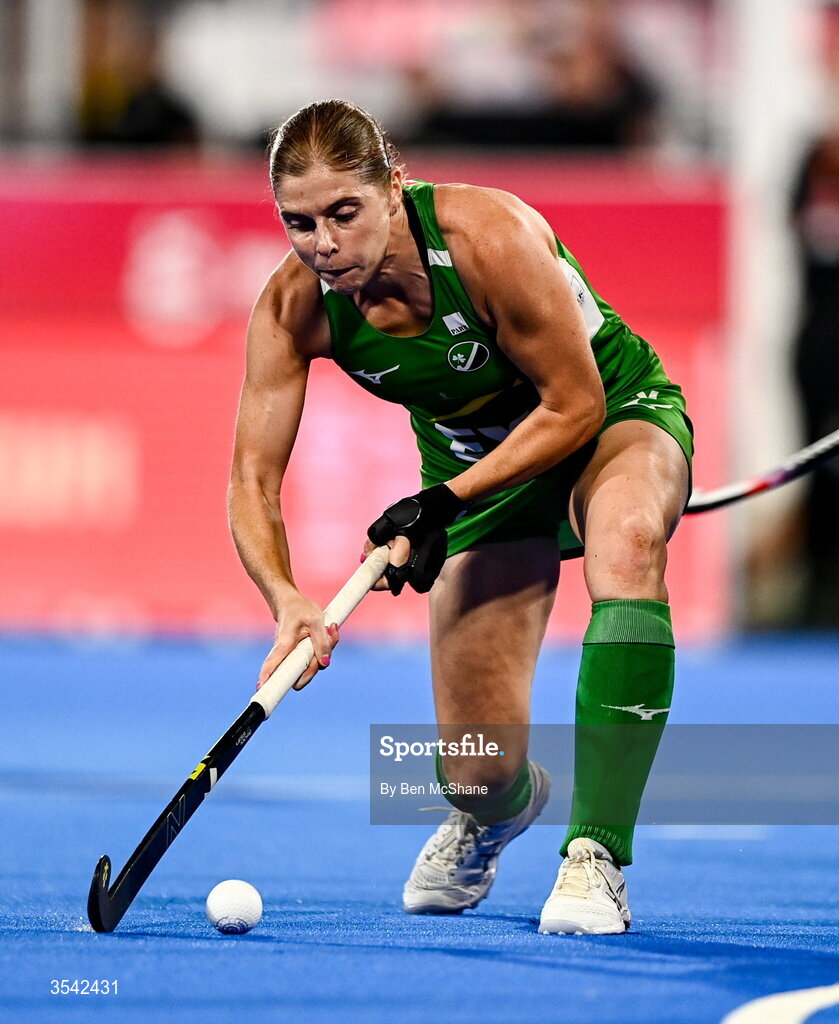 16 August 2026; Kathryn Mullan of Ireland during the FIH Women's Hockey World Cup 2026 Pool C match between Ireland and Spain at the Belfius Hockey Arena in Wavre, Belgium. Photo by Ben McShane/Sportsfile