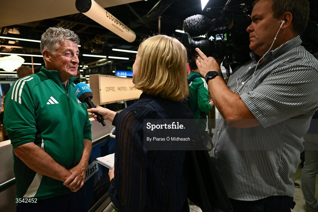 17 August 2026; Michael O'Connor, father and coach of Women’s heptathlon gold medalist Kate O'Connor, at Dublin Airport on return from the 2026 European Athletics Championships in Birmingham, England. Photo by Piaras Ó Mídheach/Sportsfile
