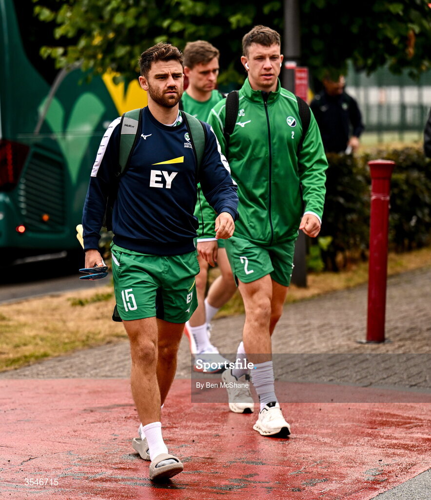 20 August 2026; / arrives before the FIH Men's Hockey World Cup 2026 Pool C match between Ireland and Spain at the Belfius Hockey Arena in Wavre, Belgium. Photo by Ben McShane/Sportsfile