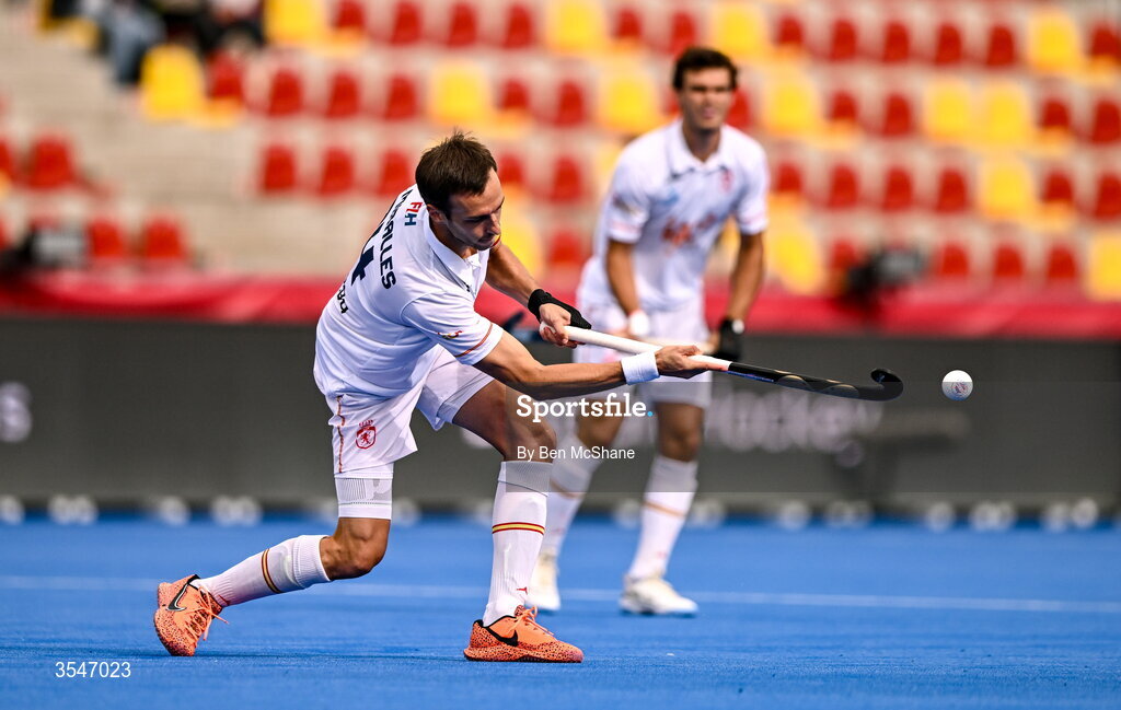 20 August 2026; Marc Miralles of Spain during the FIH Men's Hockey World Cup 2026 Pool C match between Ireland and Spain at the Belfius Hockey Arena in Wavre, Belgium. Photo by Ben McShane/Sportsfile