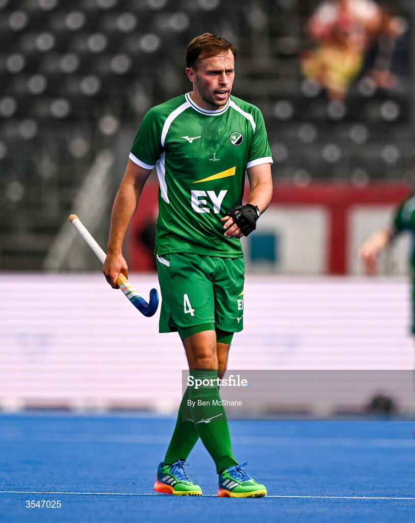 20 August 2026; Luke Withrow of Ireland during the FIH Men's Hockey World Cup 2026 Pool C match between Ireland and Spain at the Belfius Hockey Arena in Wavre, Belgium. Photo by Ben McShane/Sportsfile