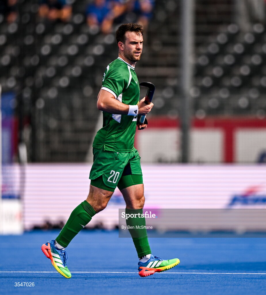 20 August 2026; Jeremy Duncan of Ireland during the FIH Men's Hockey World Cup 2026 Pool C match between Ireland and Spain at the Belfius Hockey Arena in Wavre, Belgium. Photo by Ben McShane/Sportsfile