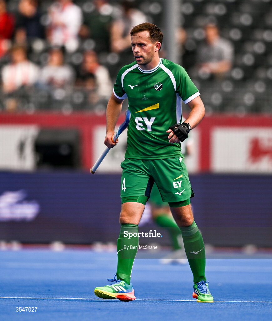 20 August 2026; Luke Withrow of Ireland during the FIH Men's Hockey World Cup 2026 Pool C match between Ireland and Spain at the Belfius Hockey Arena in Wavre, Belgium. Photo by Ben McShane/Sportsfile