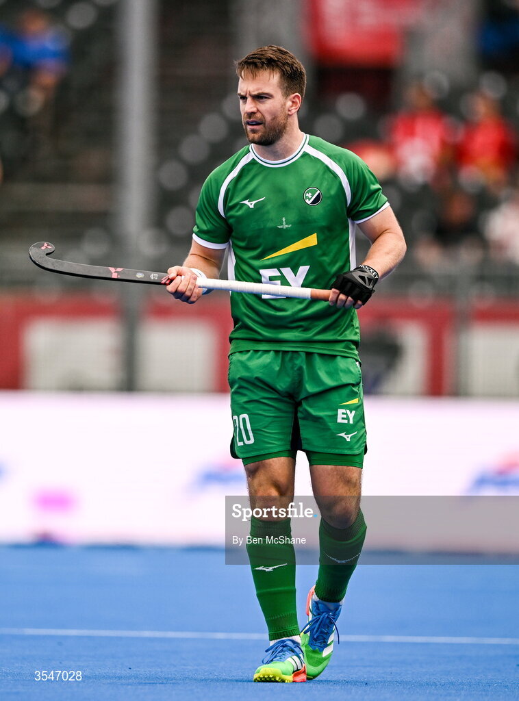 20 August 2026; Jeremy Duncan of Ireland during the FIH Men's Hockey World Cup 2026 Pool C match between Ireland and Spain at the Belfius Hockey Arena in Wavre, Belgium. Photo by Ben McShane/Sportsfile
