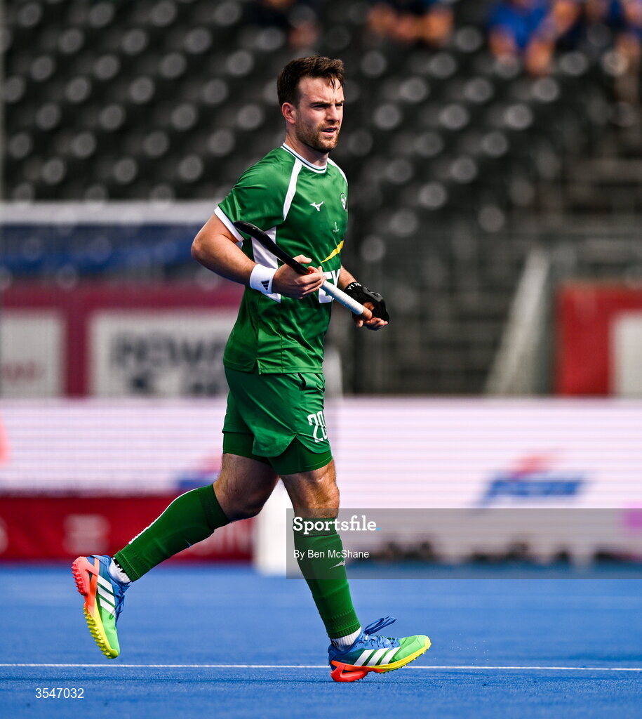 20 August 2026; Jeremy Duncan of Ireland during the FIH Men's Hockey World Cup 2026 Pool C match between Ireland and Spain at the Belfius Hockey Arena in Wavre, Belgium. Photo by Ben McShane/Sportsfile