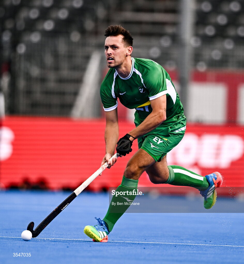 20 August 2026; Matthew Nelson of Ireland during the FIH Men's Hockey World Cup 2026 Pool C match between Ireland and Spain at the Belfius Hockey Arena in Wavre, Belgium. Photo by Ben McShane/Sportsfile