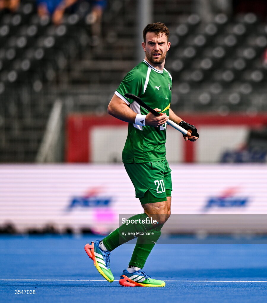 20 August 2026; Jeremy Duncan of Ireland during the FIH Men's Hockey World Cup 2026 Pool C match between Ireland and Spain at the Belfius Hockey Arena in Wavre, Belgium. Photo by Ben McShane/Sportsfile