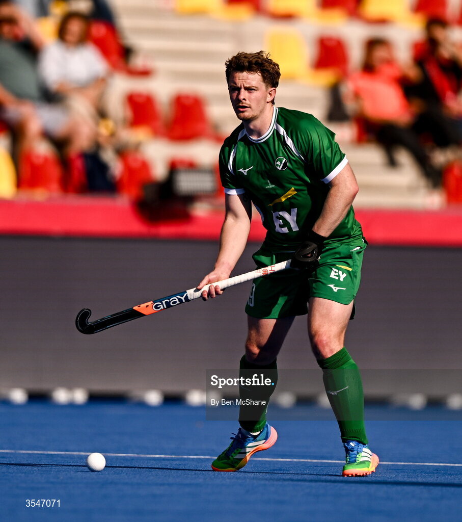 20 August 2026; Peter McKibbin of Ireland during the FIH Men's Hockey World Cup 2026 Pool C match between Ireland and Spain at the Belfius Hockey Arena in Wavre, Belgium. Photo by Ben McShane/Sportsfile
