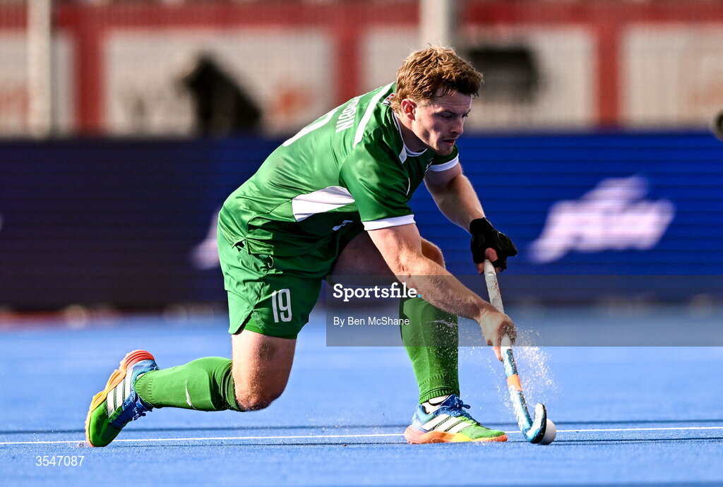 20 August 2026; Peter McKibbin of Ireland during the FIH Men's Hockey World Cup 2026 Pool C match between Ireland and Spain at the Belfius Hockey Arena in Wavre, Belgium. Photo by Ben McShane/Sportsfile