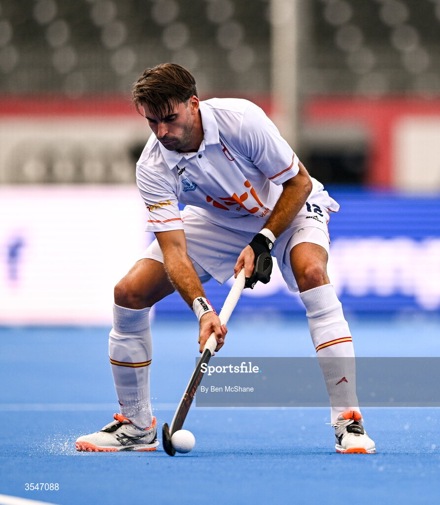 20 August 2026; Marc Reyne of Spain during the FIH Men's Hockey World Cup 2026 Pool C match between Ireland and Spain at the Belfius Hockey Arena in Wavre, Belgium. Photo by Ben McShane/Sportsfile