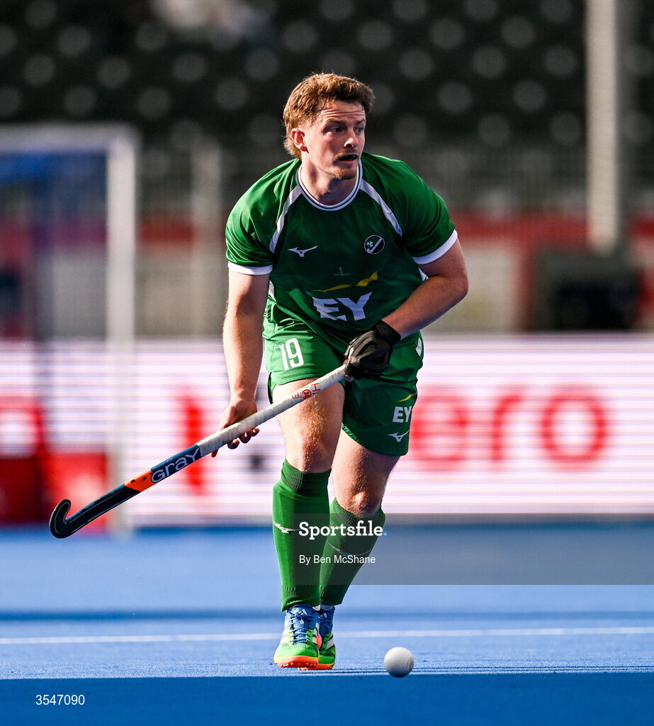 20 August 2026; Peter McKibbin of Ireland during the FIH Men's Hockey World Cup 2026 Pool C match between Ireland and Spain at the Belfius Hockey Arena in Wavre, Belgium. Photo by Ben McShane/Sportsfile