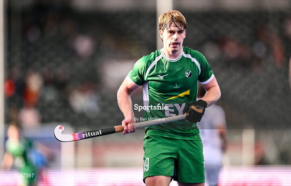 20 August 2026; Alistair Empey of Ireland during the FIH Men's Hockey World Cup 2026 Pool C match between Ireland and Spain at the Belfius Hockey Arena in Wavre, Belgium. Photo by Ben McShane/Sportsfile