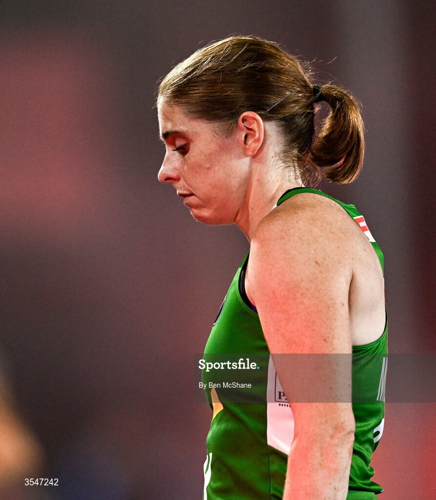20 August 2026; Kathryn Mullan of Ireland reacts after her side's defeat in the FIH Women's Hockey World Cup 2026 Pool C match between Belgium and Ireland at the Belfius Hockey Arena in Wavre, Belgium. Photo by Ben McShane/Sportsfile