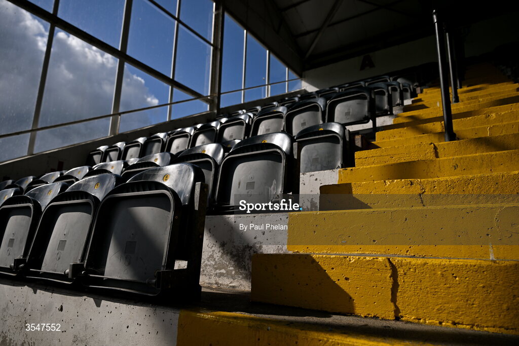 21 August 2026; A general view of seating at Oriel Park before the SSE Airtricity Men’s Premier Division match between Dundalk and Galway United at Oriel Park in Dundalk, Louth. Photo by Paul Phelan/Sportsfile