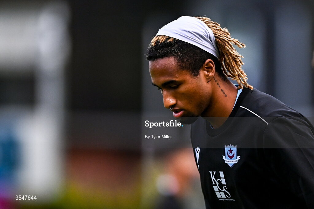 21 August 2026; Jason Bucknor of Drogheda United before the SSE Airtricity Men’s Premier Division match between Drogheda United and St Patrick's Athletic at Sullivan & Lambe Park in Drogheda, Louth. Photo by Tyler Miller/Sportsfile